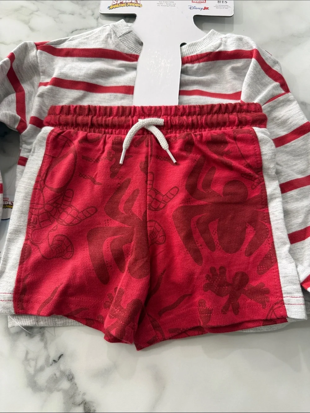 Spiderman Red & White Striped Kids Sweater with Spider Purse